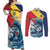 Personalised Seychelles Sailfish Couples Matching Off Shoulder Maxi Dress and Long Sleeve Button Shirt With Coat Of Arms - Wonder Print Shop