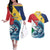 Personalised Seychelles Sailfish Couples Matching Off The Shoulder Long Sleeve Dress and Hawaiian Shirt With Coat Of Arms - Wonder Print Shop