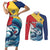 Personalised Seychelles Sailfish Couples Matching Short Sleeve Bodycon Dress and Long Sleeve Button Shirt With Coat Of Arms - Wonder Print Shop