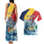 Personalised Seychelles Sailfish Couples Matching Tank Maxi Dress and Hawaiian Shirt With Coat Of Arms - Wonder Print Shop