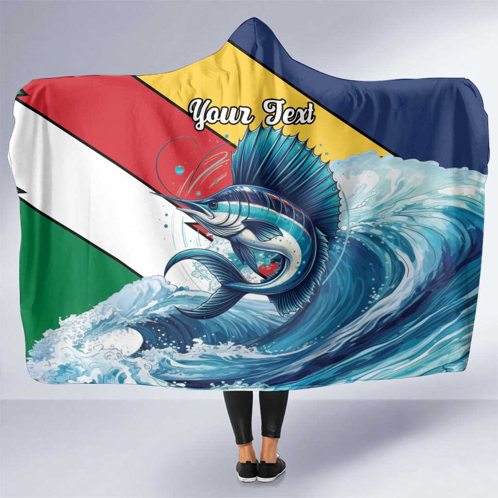 Personalised Seychelle Sailfish Hooded Blanket With Coat Of Arms