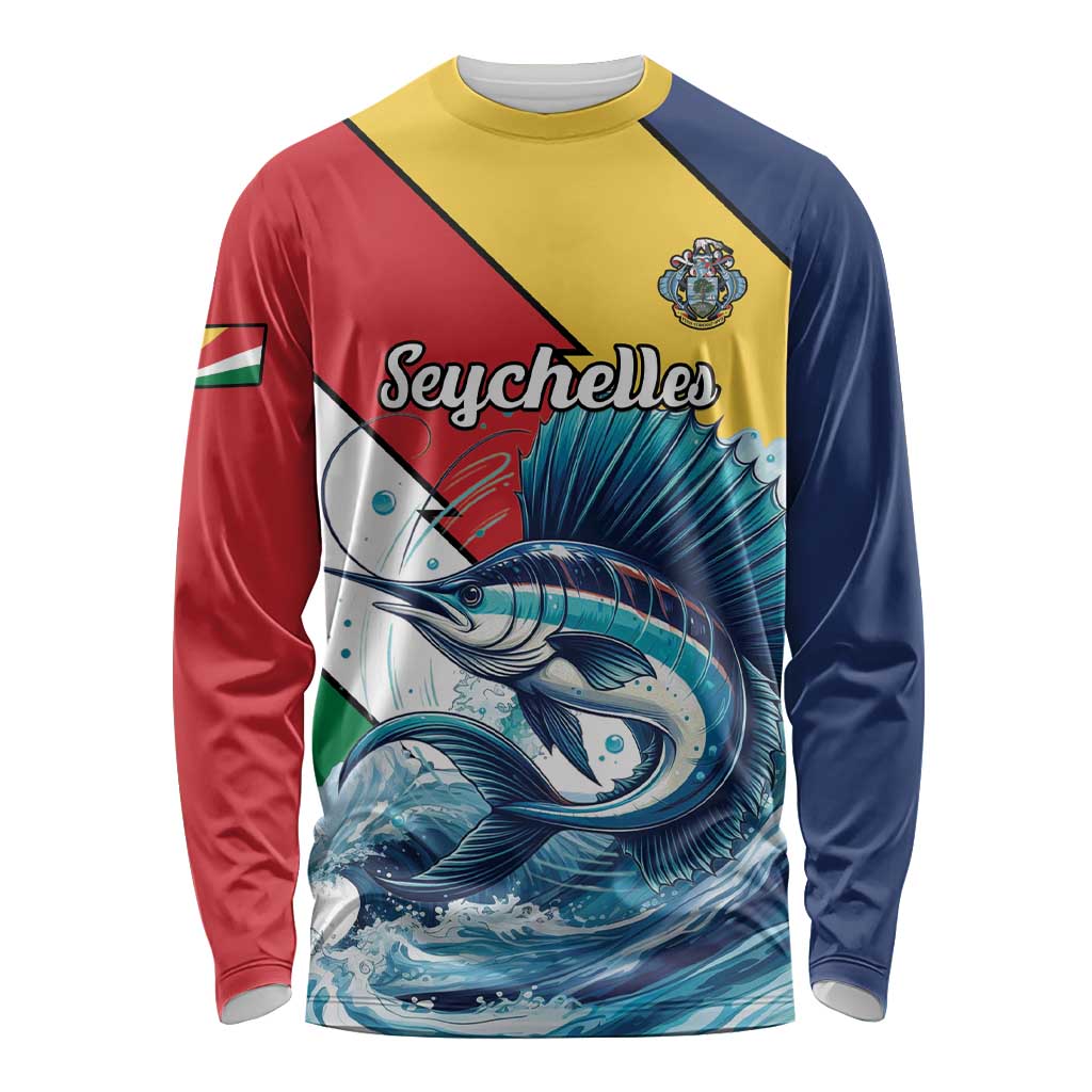 Personalised Seychelles Sailfish Long Sleeve Shirt With Coat Of Arms - Wonder Print Shop