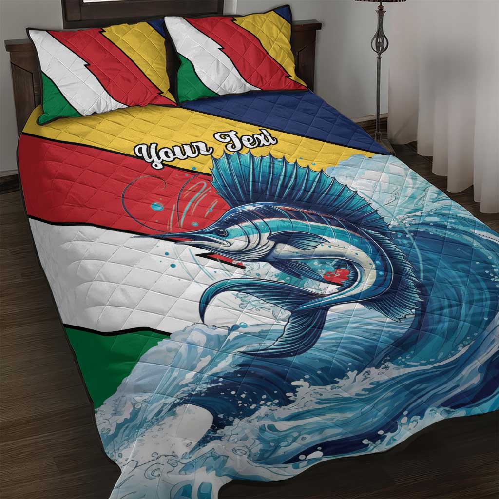 Personalised Seychelles Sailfish Quilt Bed Set With Coat Of Arms - Wonder Print Shop