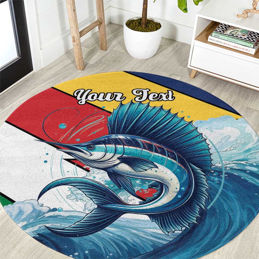 Personalised Seychelle Sailfish Round Carpet With Coat Of Arms