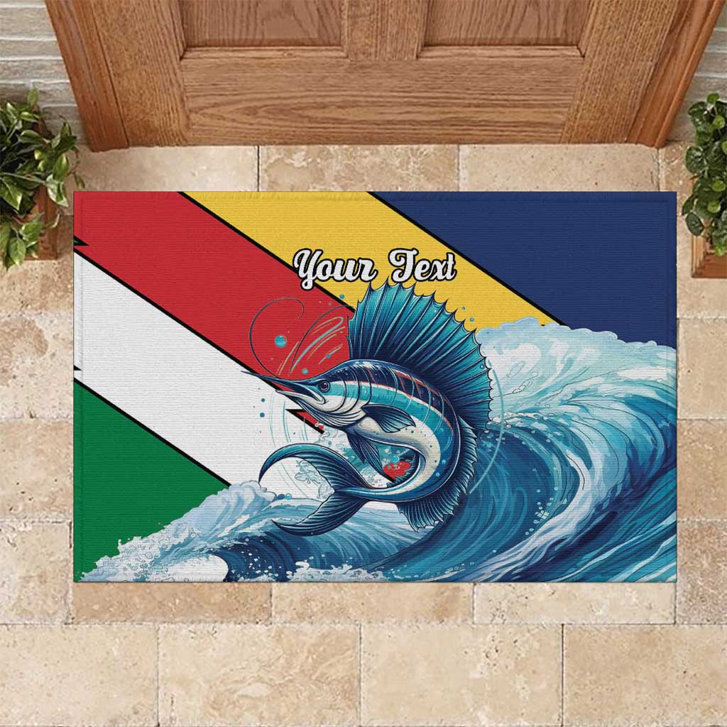 Personalised Seychelles Sailfish Rubber Doormat With Coat Of Arms - Wonder Print Shop