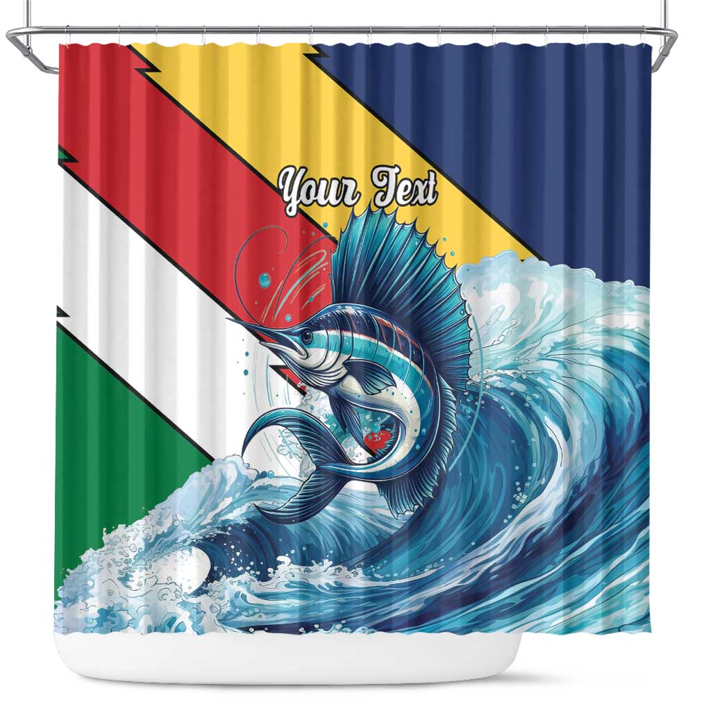 Personalised Seychelle Sailfish Shower Curtain With Coat Of Arms