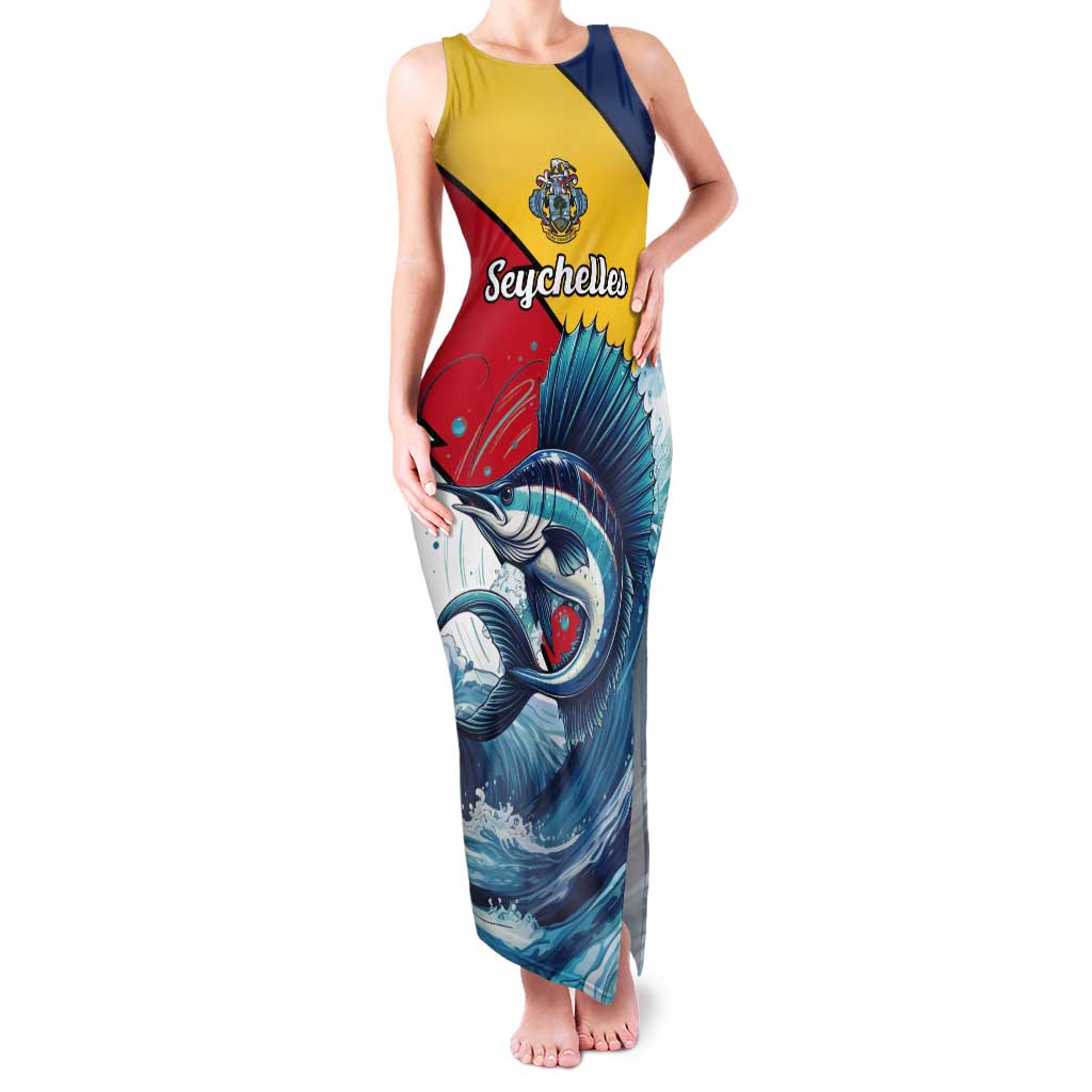 Personalised Seychelles Sailfish Tank Maxi Dress With Coat Of Arms - Wonder Print Shop