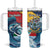 Personalised Seychelles Sailfish Tumbler With Handle With Coat Of Arms