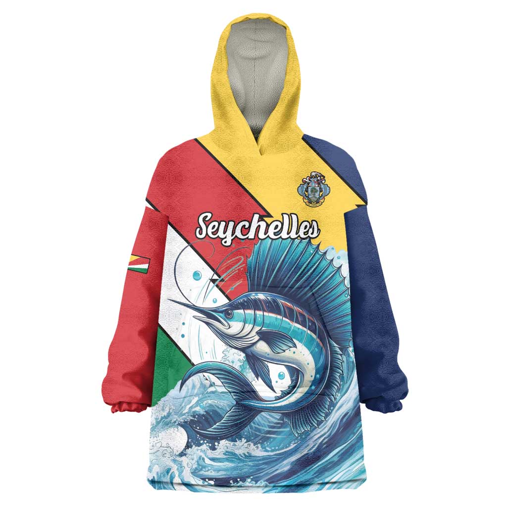 Personalised Seychelle Sailfish Wearable Blanket Hoodie With Coat Of Arms