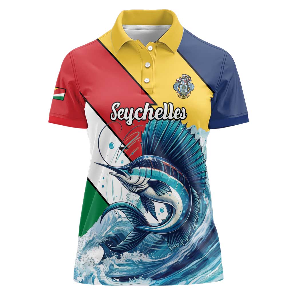 Personalised Seychelles Sailfish Women Polo Shirt With Coat Of Arms - Wonder Print Shop