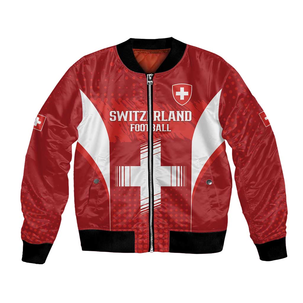 Custom Switzerland Football 2026 Bomber Jacket Hopp Schwiiz - Wonder Print Shop