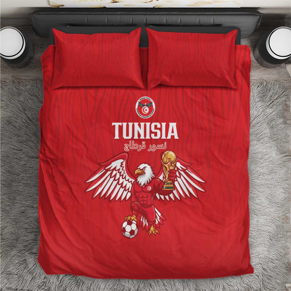 Tunisia Football Bedding Set Eagles of Carthage Rise - Wonder Print Shop
