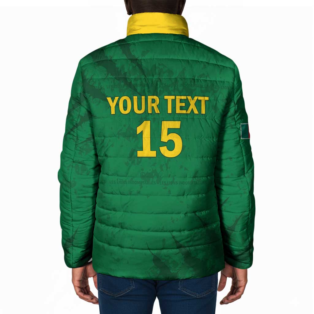 Custom Cameroon Football Padded Jacket Go Les Lions Indomptables Go - Wonder Print Shop