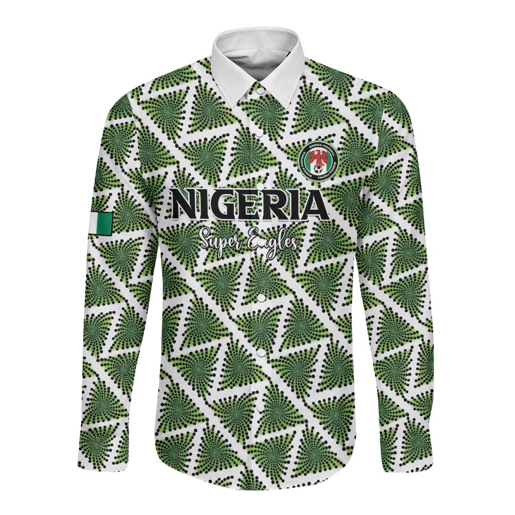 Custom Nigeria Football Long Sleeve Button Shirt Come On Super Eagles - Wonder Print Shop