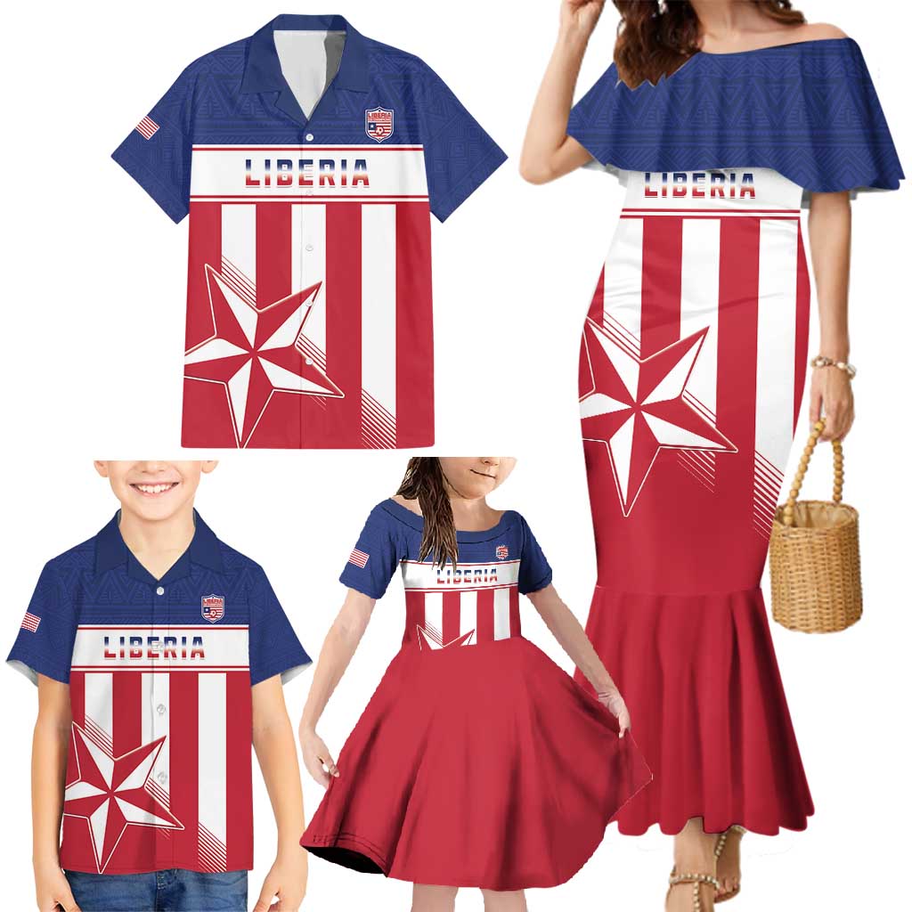 Custom Liberia Football Family Matching Mermaid Dress and Hawaiian Shirt Go Lone Stars