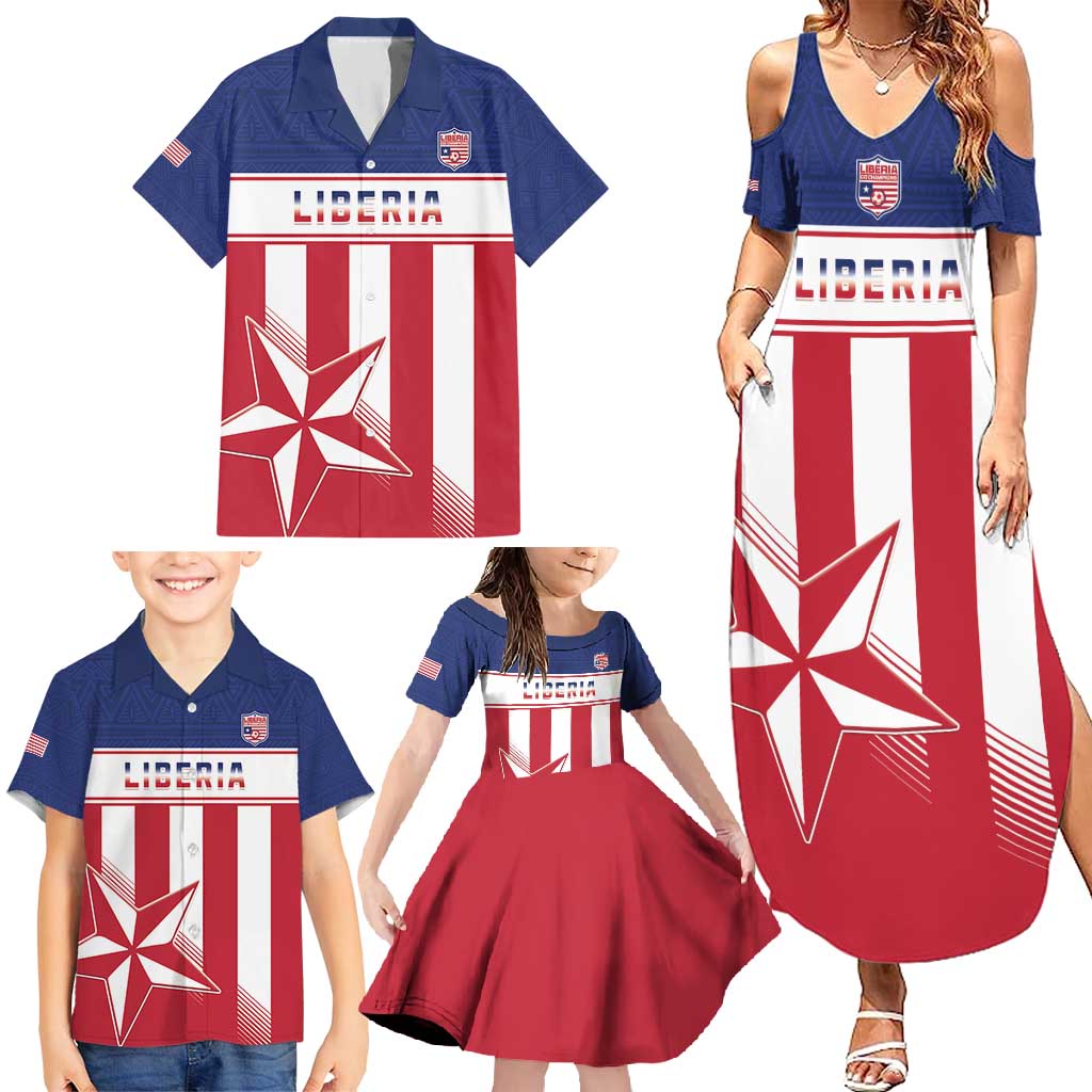 Custom Liberia Football Family Matching Summer Maxi Dress and Hawaiian Shirt Go Lone Stars