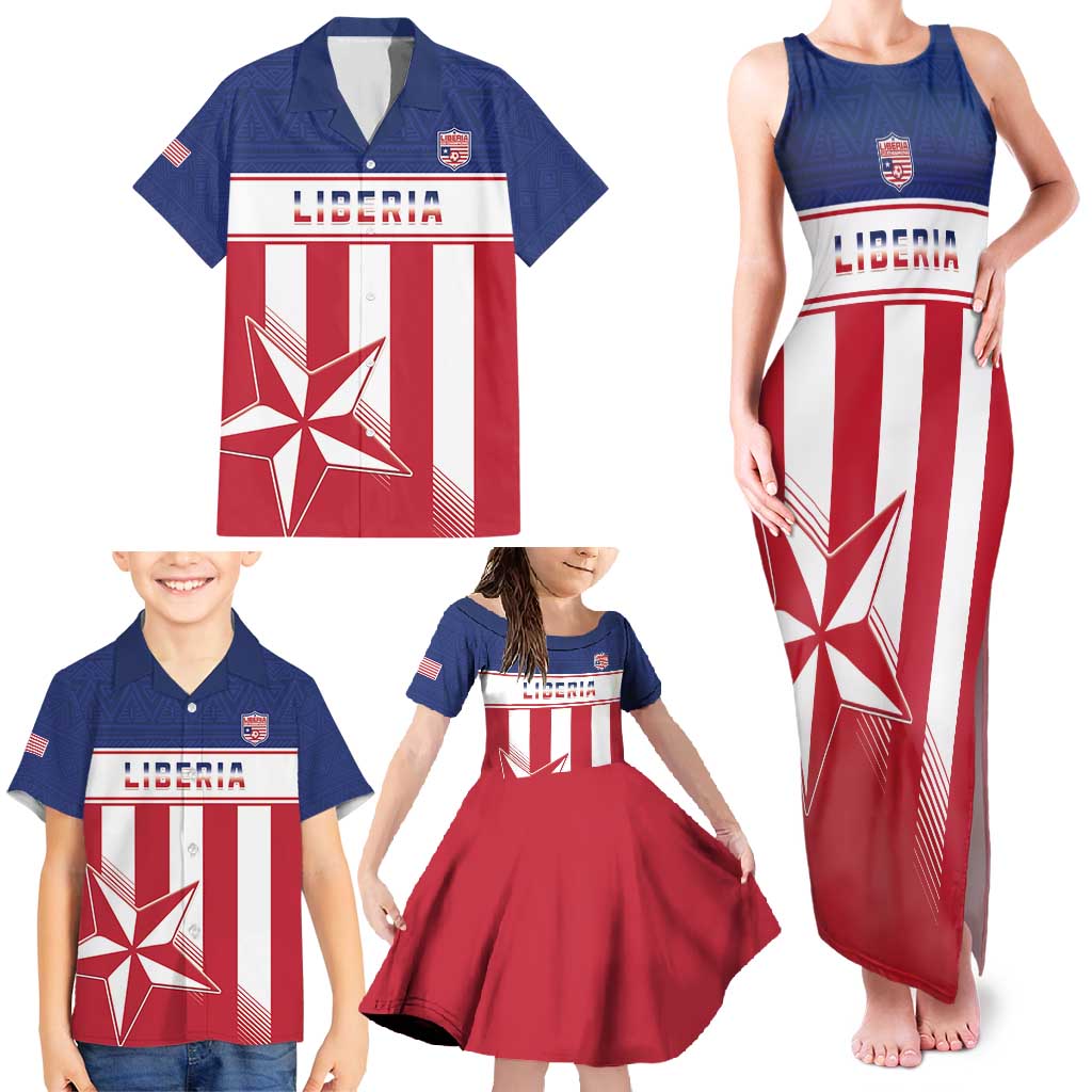 Custom Liberia Football Family Matching Tank Maxi Dress and Hawaiian Shirt Go Lone Stars