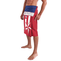 Red and blue football lavalava featuring Lone Star emblem and number 15 side view