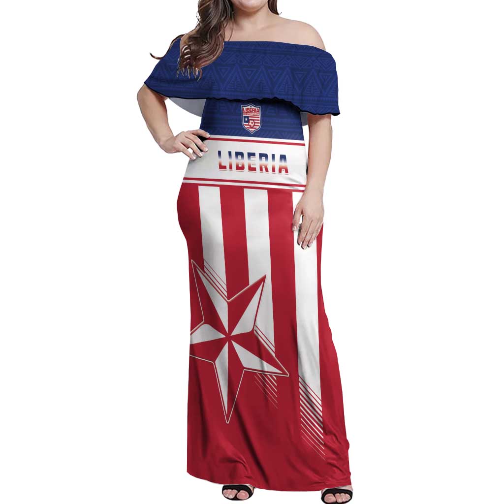 Custom Liberia Football Off Shoulder Maxi Dress Go Lone Stars