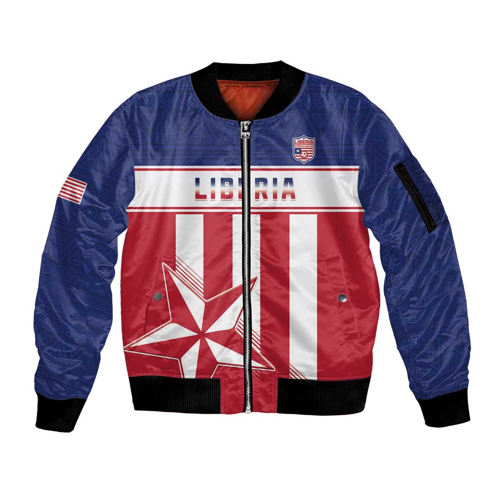 Custom Liberia Football Sleeve Zip Bomber Jacket Go Lone Stars