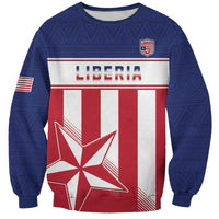 Unisex Liberia football sweatshirt, navy with geometric pattern, front flag print