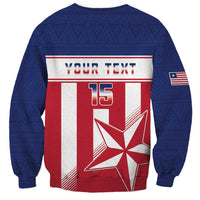Unisex Liberia football sweatshirt, navy patterned, back 'YOUR TEXT' and 15 flag