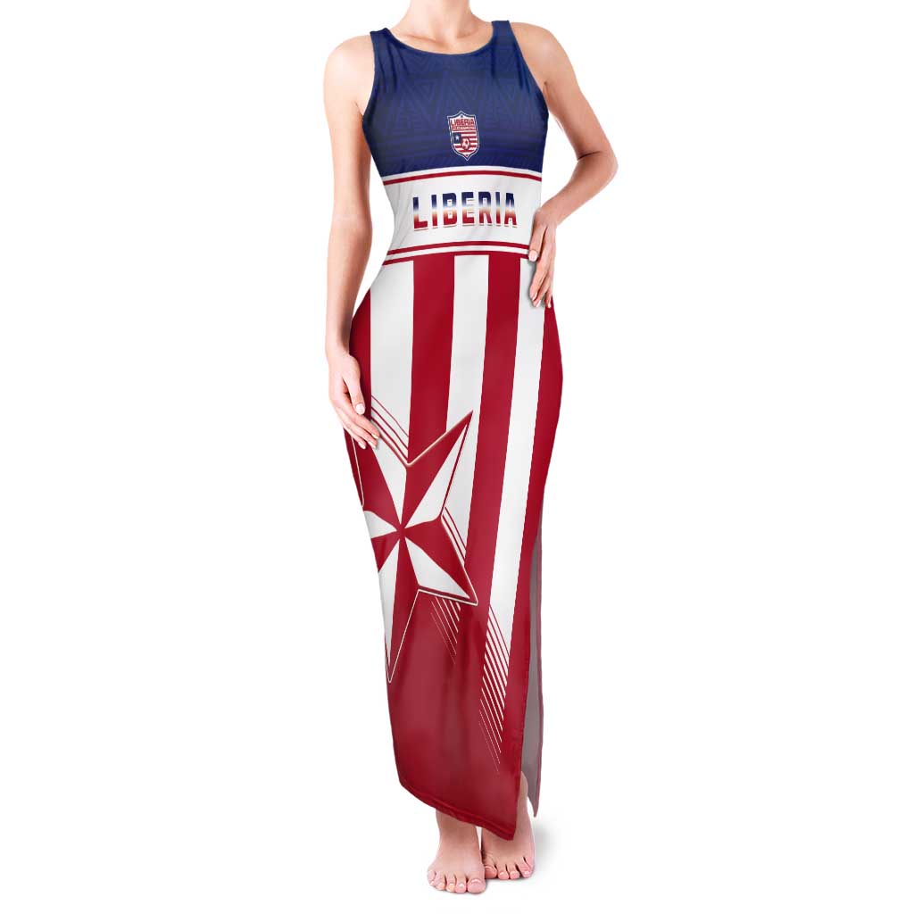 Custom Liberia Football Tank Maxi Dress Go Lone Stars