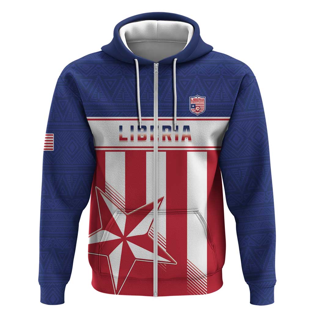 Custom Liberia Football Zip Hoodie Go Lone Stars