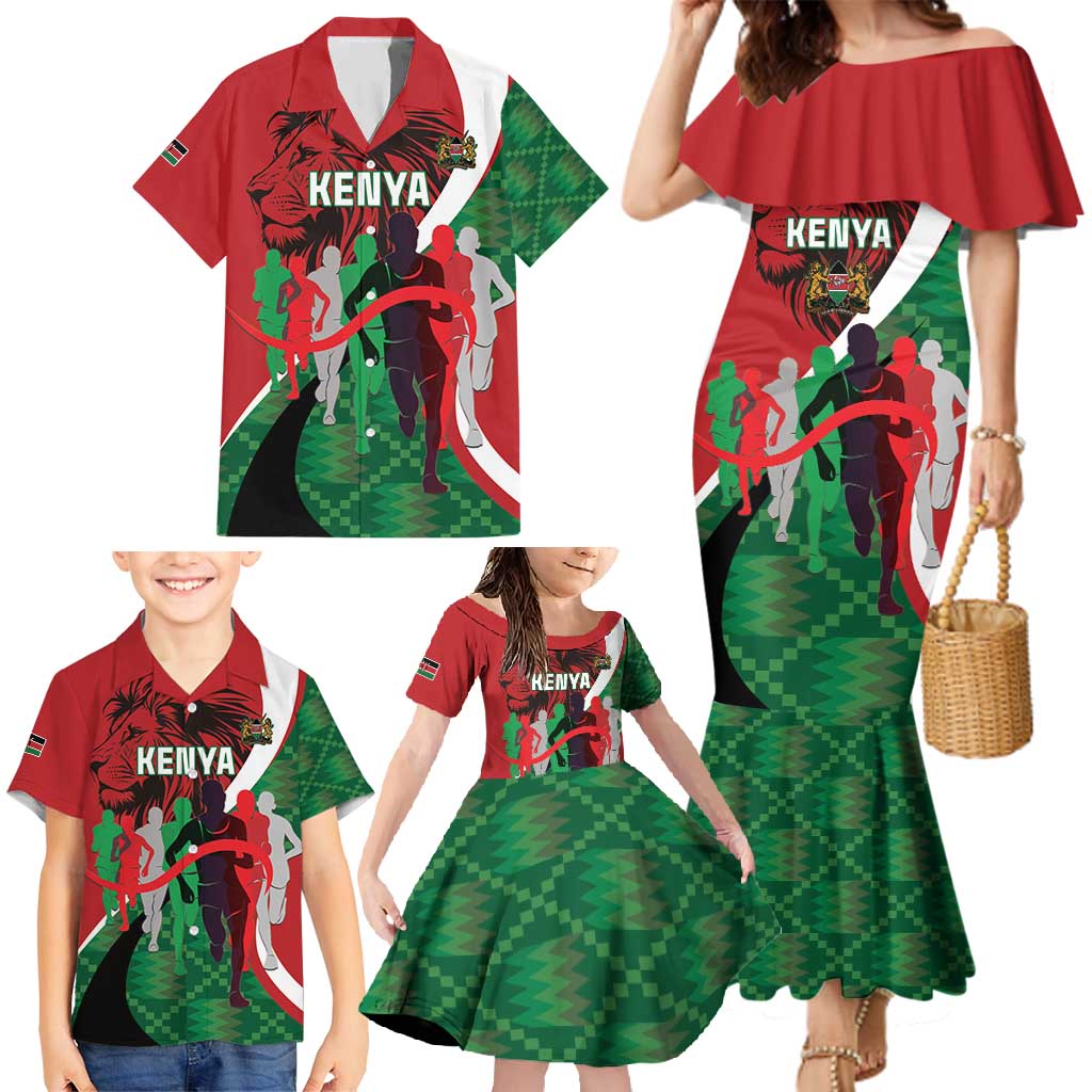 Personalised Athletics Kenya Family Matching Mermaid Dress and Hawaiian Shirt We Are Champions