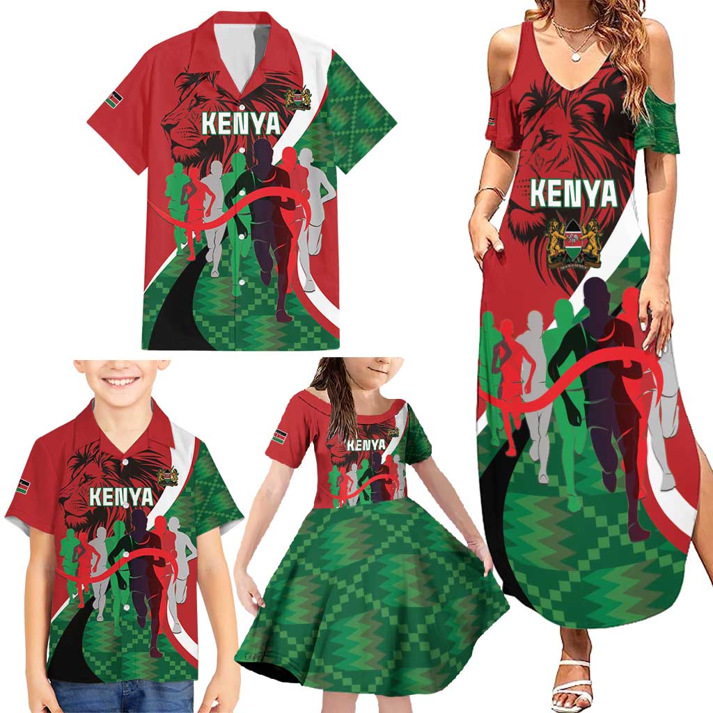 Personalised Athletics Kenya Family Matching Summer Maxi Dress and Hawaiian Shirt We Are Champions