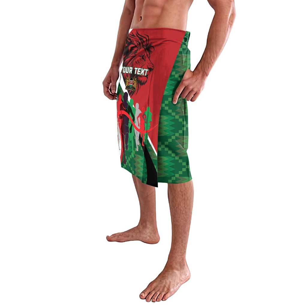 Green and red lavalava shorts with tropical print and side slit