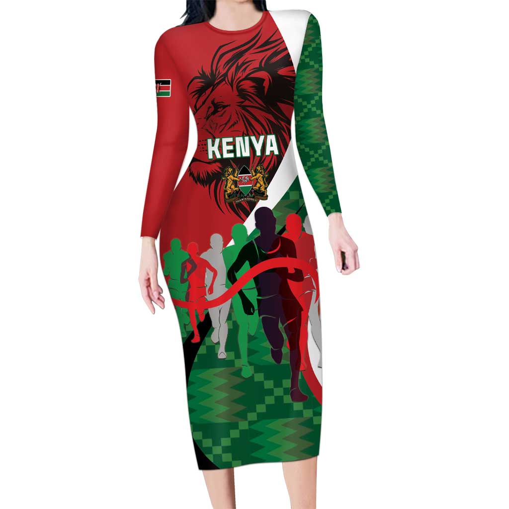 Personalised Athletics Kenya Long Sleeve Bodycon Dress We Are Champions