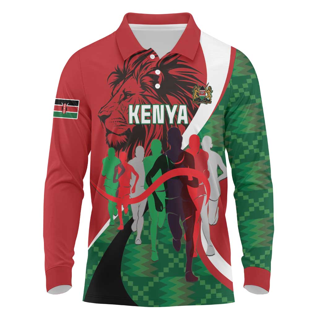 Personalised Athletics Kenya Long Sleeve Polo Shirt We Are Champions