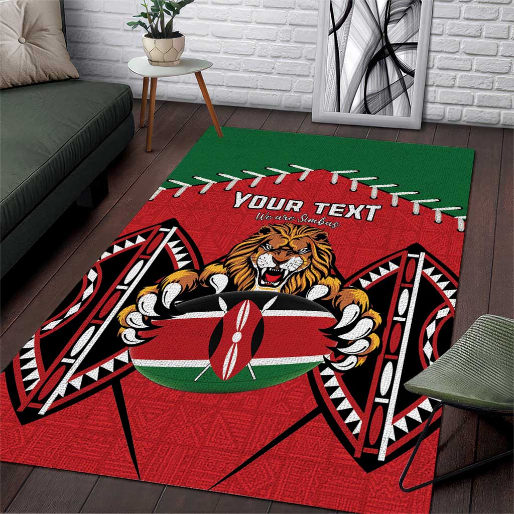 Custom Kenya Rugby Area Rug Lion Mascot African Pattern