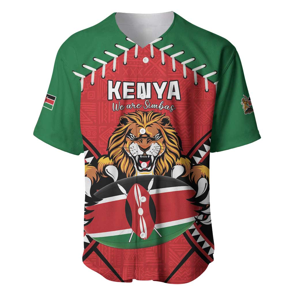 Custom Kenya Rugby Baseball Jersey Lion Mascot African Pattern