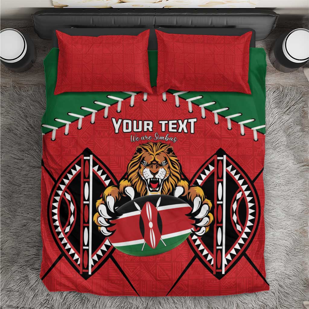 Custom Kenya Rugby Bedding Set Lion Mascot African Pattern