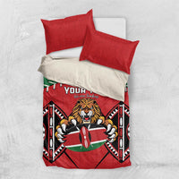 Custom Kenya Rugby Bedding Set Lion Mascot African Pattern