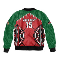Custom Kenya Rugby Bomber Jacket Lion Mascot African Pattern