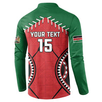 Custom Kenya Rugby Button Sweatshirt Lion Mascot African Pattern