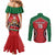 Custom Kenya Rugby Couples Matching Mermaid Dress and Long Sleeve Button Shirt Lion Mascot African Pattern