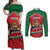 Custom Kenya Rugby Couples Matching Off Shoulder Maxi Dress and Long Sleeve Button Shirt Lion Mascot African Pattern