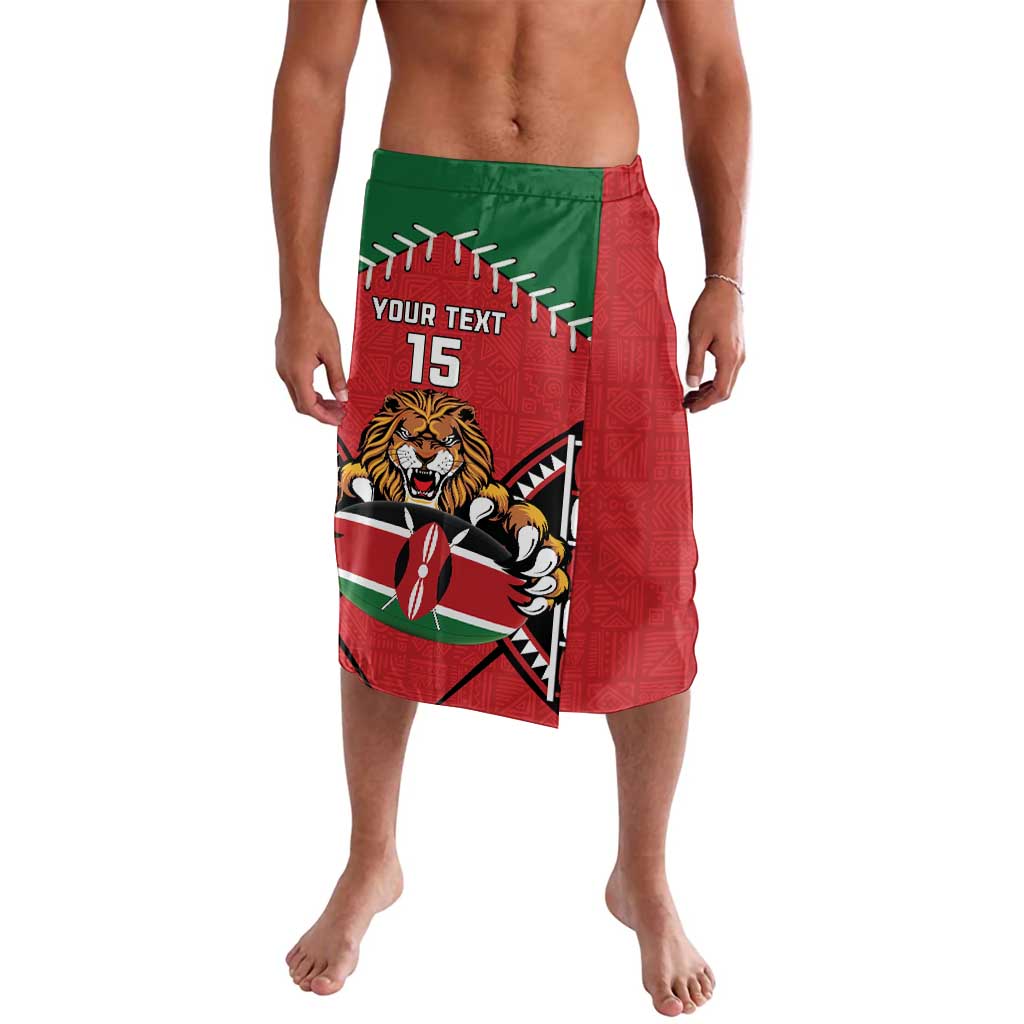 Custom Kenya Rugby Lavalava Lion Mascot African Pattern