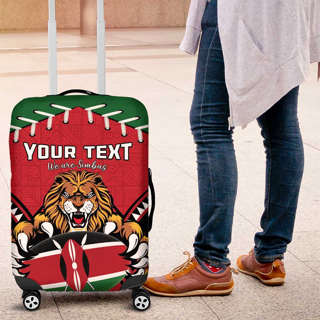 Custom Kenya Rugby Luggage Cover Lion Mascot African Pattern