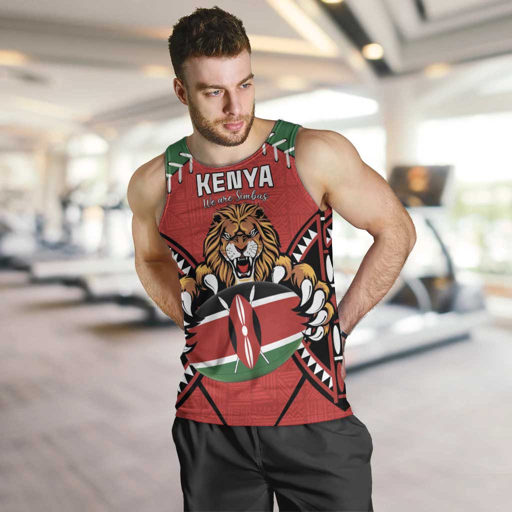 Custom Kenya Rugby Men Tank Top Lion Mascot African Pattern