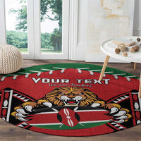 Custom Kenya Rugby Round Carpet Lion Mascot African Pattern
