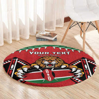 Custom Kenya Rugby Round Carpet Lion Mascot African Pattern