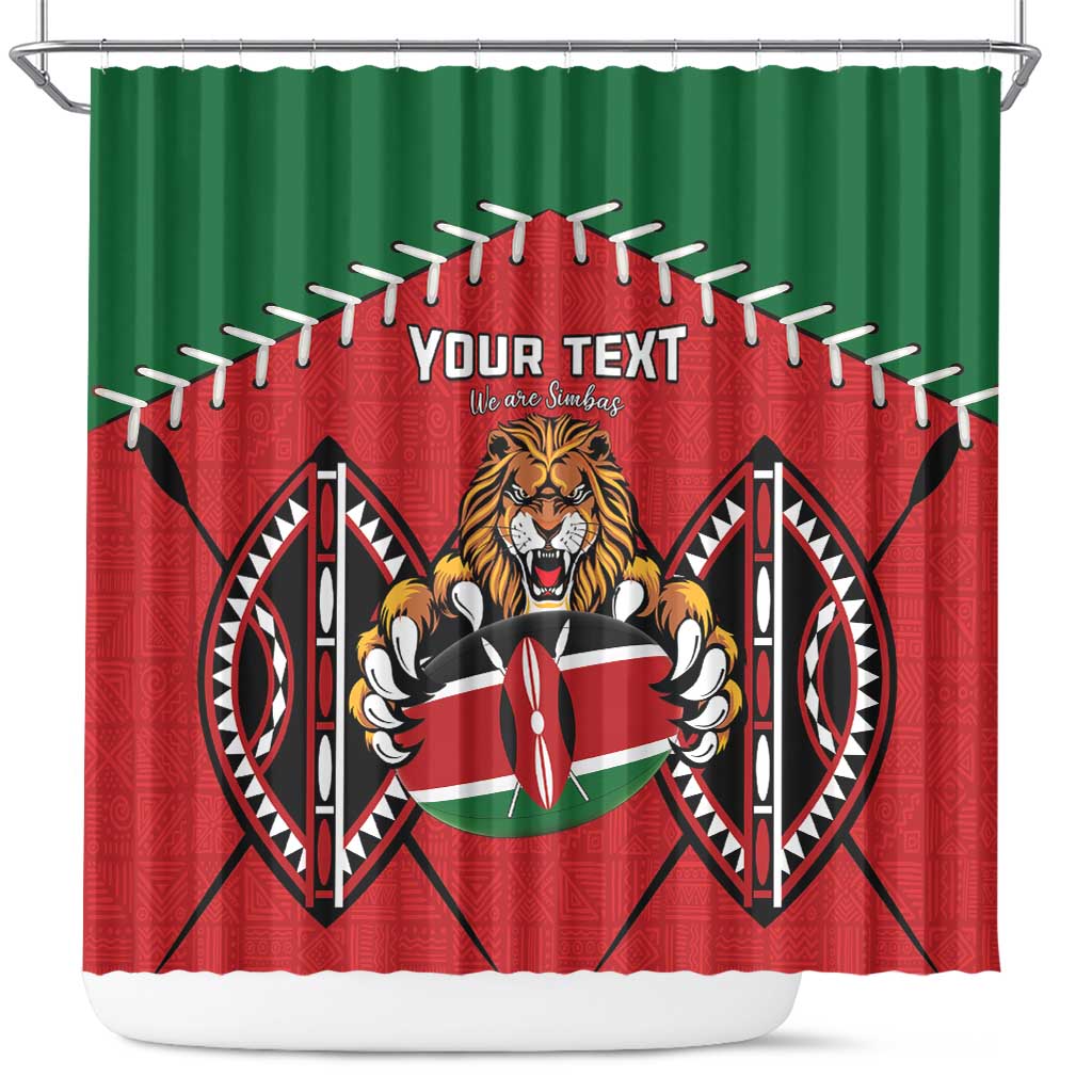 Custom Kenya Rugby Shower Curtain Lion Mascot African Pattern