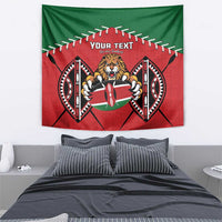 Custom Kenya Rugby Tapestry Lion Mascot African Pattern