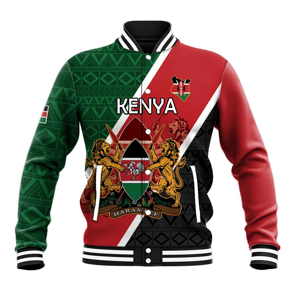 Personalised Kenya Baseball Jacket Coat Of Arms Mix Flag Style