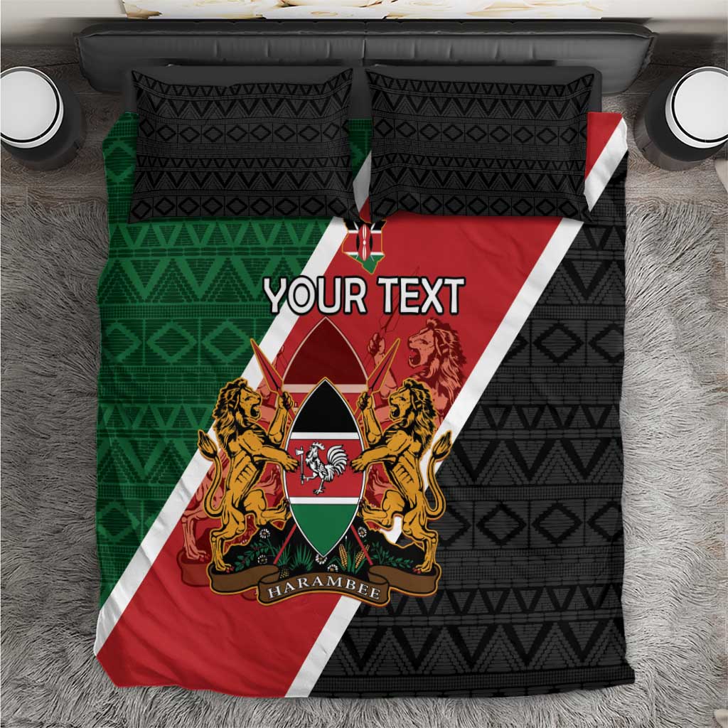 Personalised Kenya Bedding Set Coat Of Arms Mix Flag Style